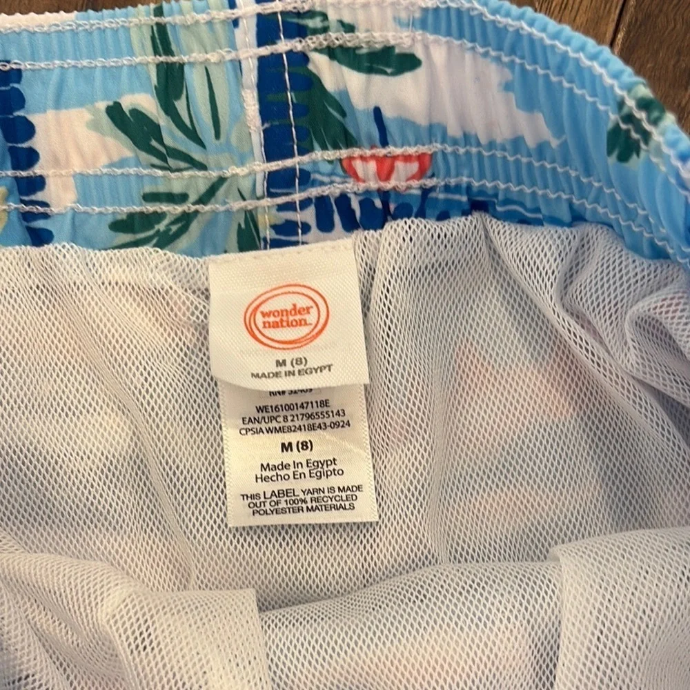 Boys Postcard Colorful Tropical Print Swim Trunks